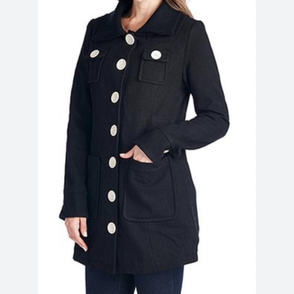 Love Dove by Anthropologie NWT cottagecore black med button up midi coatβ